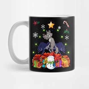 Funny Wolve Christmas Tree Cute Decor Gift Xmas Presents Mug